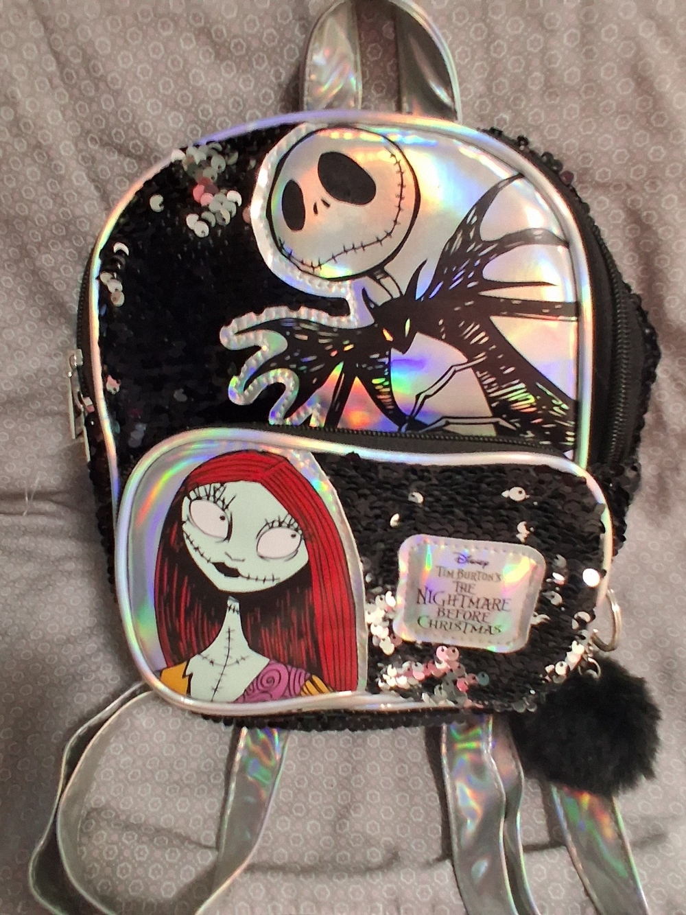 Disney The Nightmare Before Christmas Jack and Sally backpack Sequin Backpack